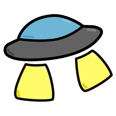 A colorful UFO hovering